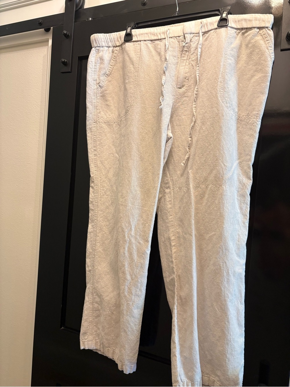 Liz Claiborne Linen Light Beige Drawstring wide leg pants